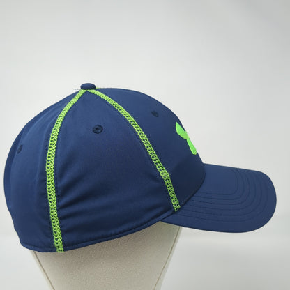 Under Armour Logo Fitted Hat Blue XL Embroidered Solid Outdoor 6 Panel