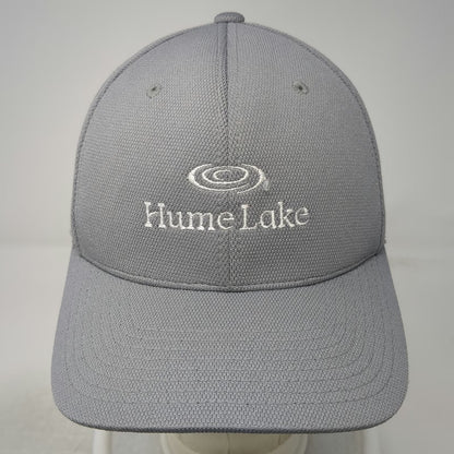 Flexfit Baseball Cap Gray M Hume Lake Logo Polyester Fitted Curved Brim Hat