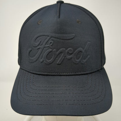 Ford 5 Panel Black One Size Raised Tonal Script Logo Mesh Back Stretch Fit Hat