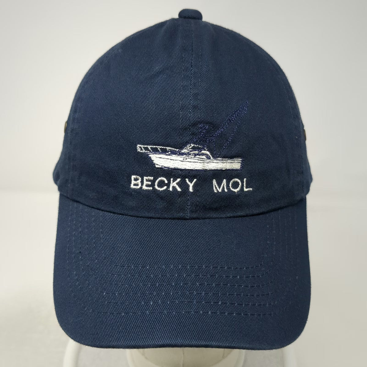 Broner Baseball Cap Blue One Size Boat Embroidery Cotton Strapback Hat Fishing