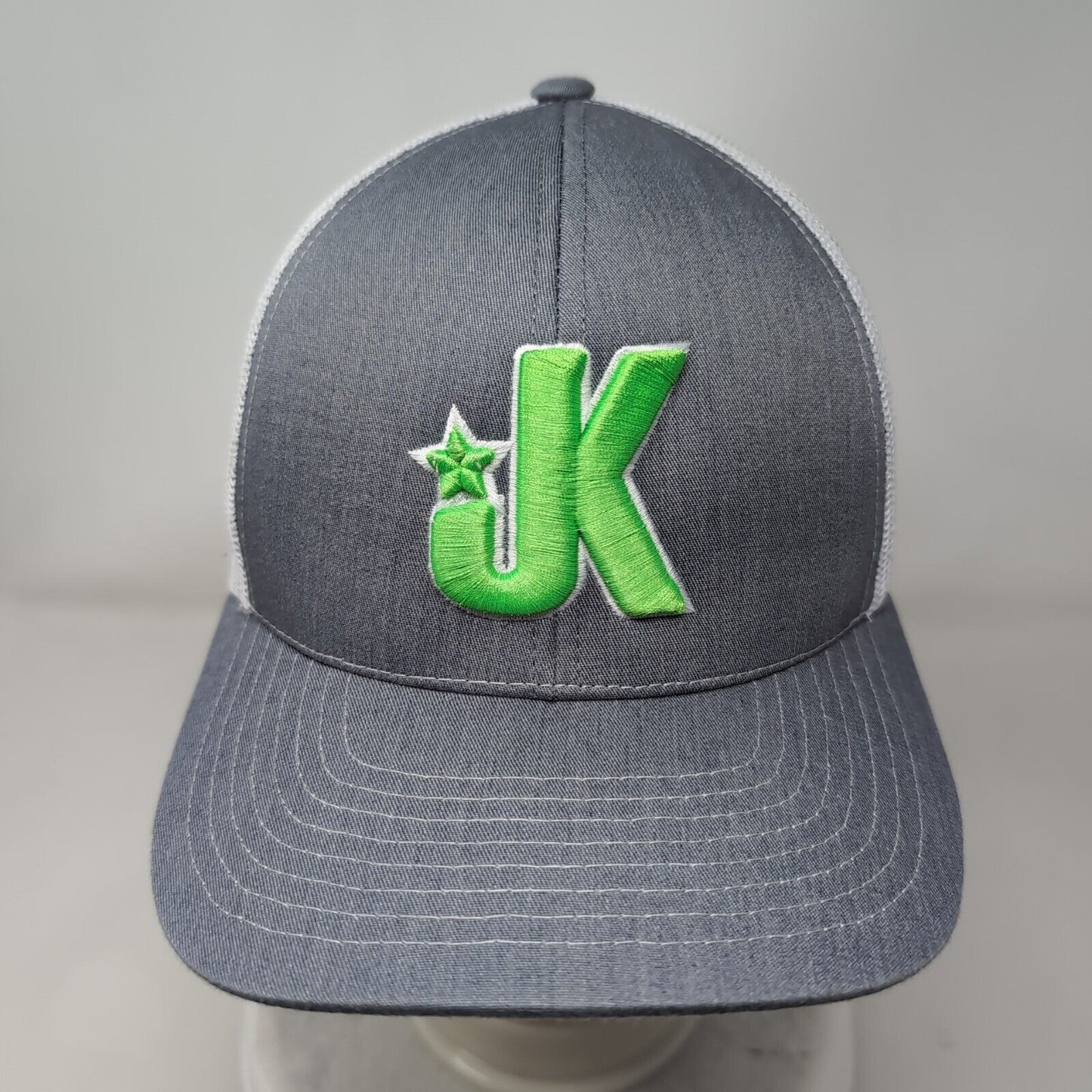 JK Snapback Trucker Hat Gray OS Adjustable Embroidered Mesh Pacific Headwear