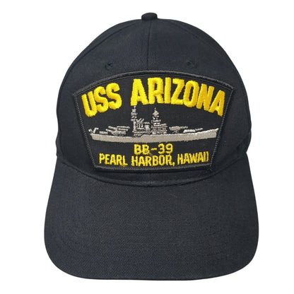 USS Arizona Snapback Hat Black One Size Adjustable Pearl Harbor Hawaii