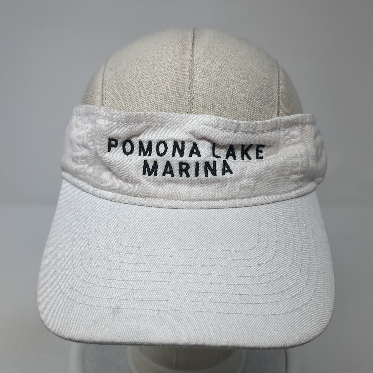 Pomona Lake Marina Sun Visor Cap White One Size Adjustable Port & Company