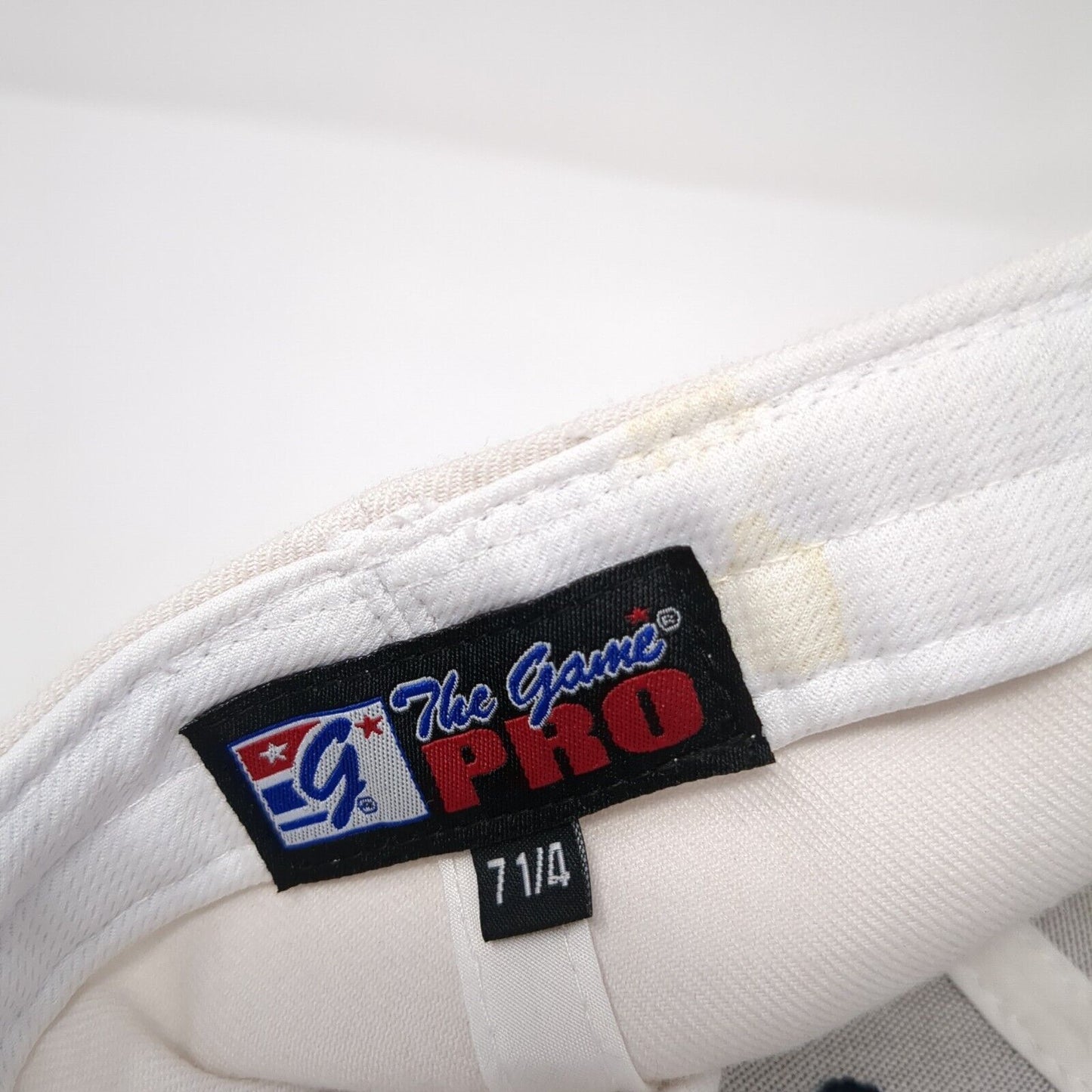 NP Fitted Hat White 7 1/4 Embroidered Vented Holes 6 Panel The Game Pro