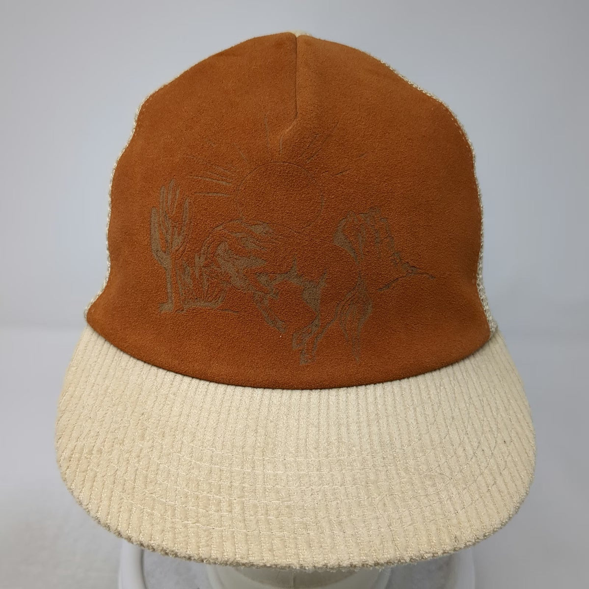Understated Leather Trucker Hat Brown One Size Leather Mesh Snapback Desert Sun