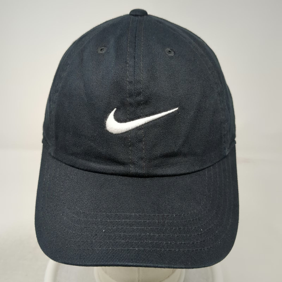 Nike Baseball Cap Black White One Size Adjustable Swoosh Slideback Cotton Hat