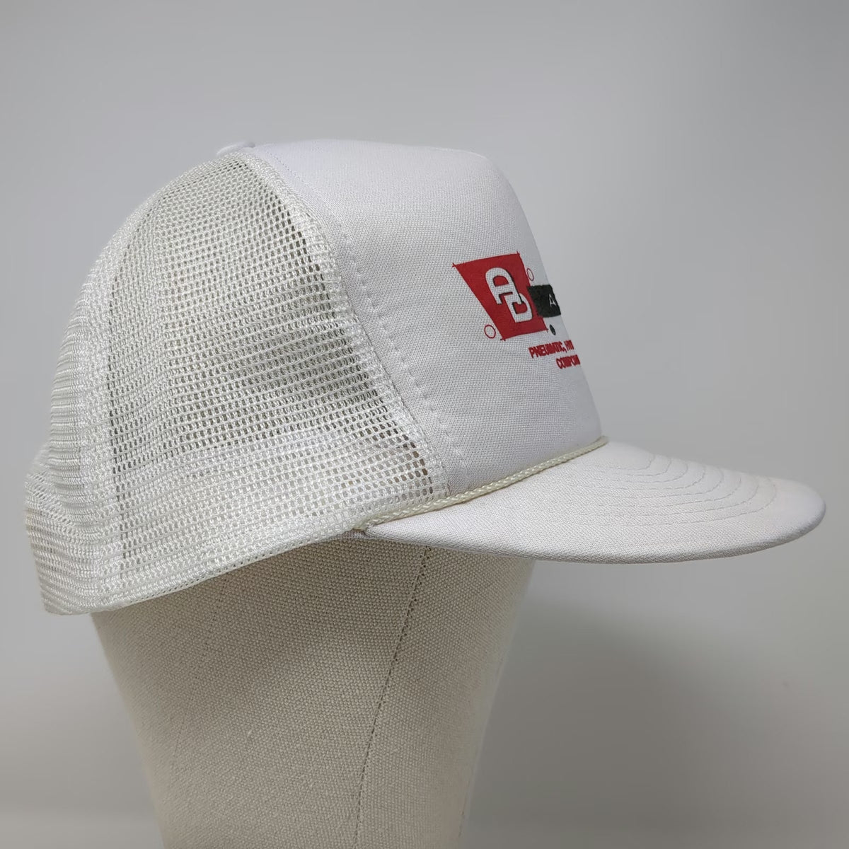 Traffic Cap Trucker Hat White One Size Air-Dreco Pneumatic Hydraulic Mesh Rope