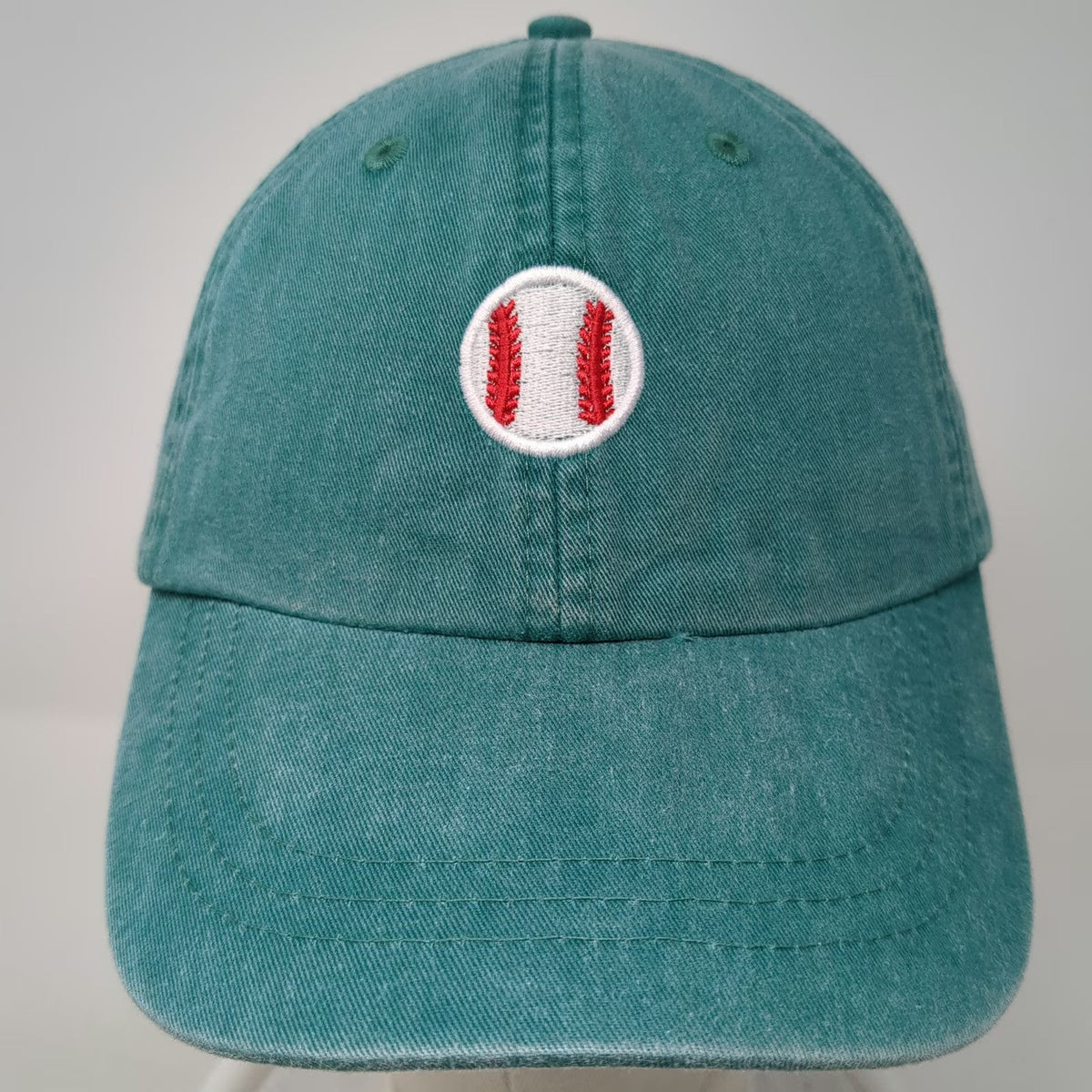 Adams Baseball Cap Blue One Size Ball Logo Leather Slideback Hat Cotton Twill