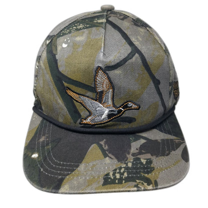 Mucker Bucket 5 Panel Green One Size Hat Duck Camo Rope Snapback Outdoor Hunting