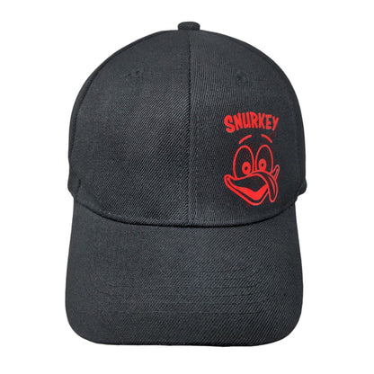 Snurkey Strapback Hat Black One Size Adjustable Vented Holes 6 Panel
