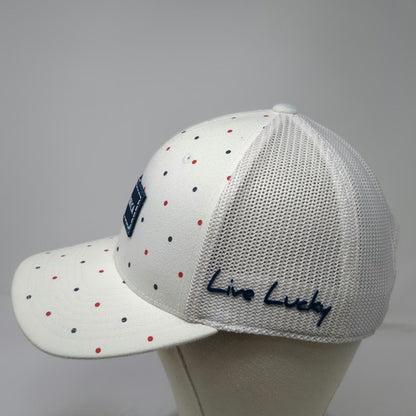 Black Clover America Patch Polka Dot Mesh Back White One Size Baseball Cap Hat