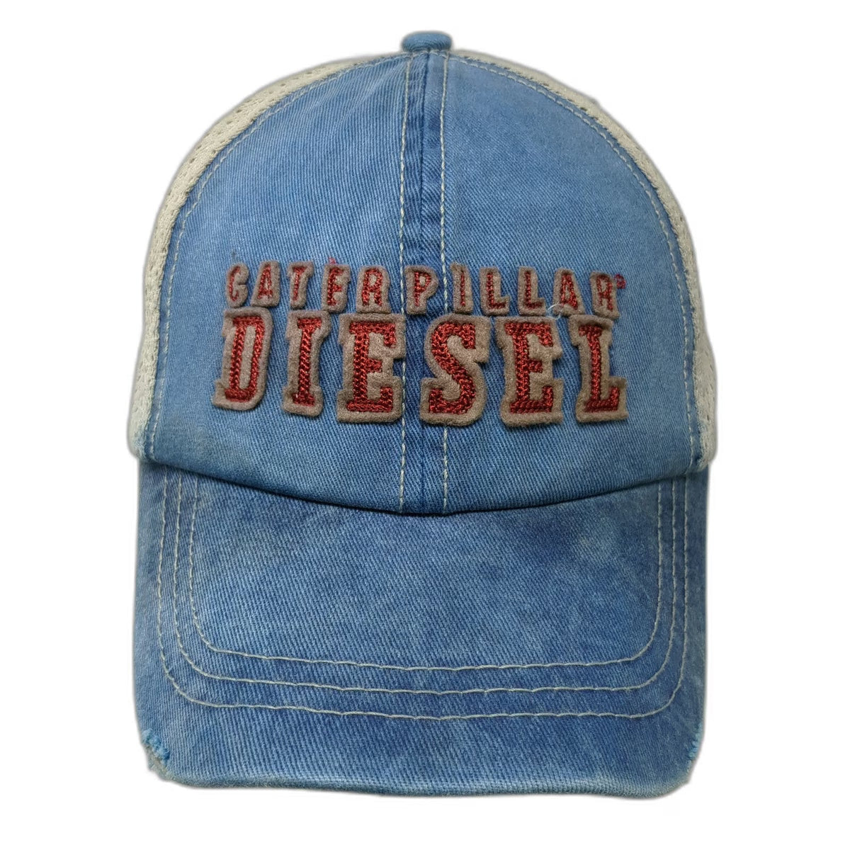 CAT Caterpillar Diesel Baseball Cap Blue One Size Mesh Back Slideback Hat