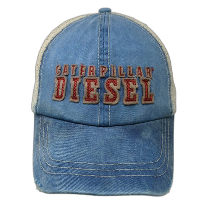 CAT Caterpillar Diesel Baseball Cap Blue One Size Mesh Back Slideback Hat