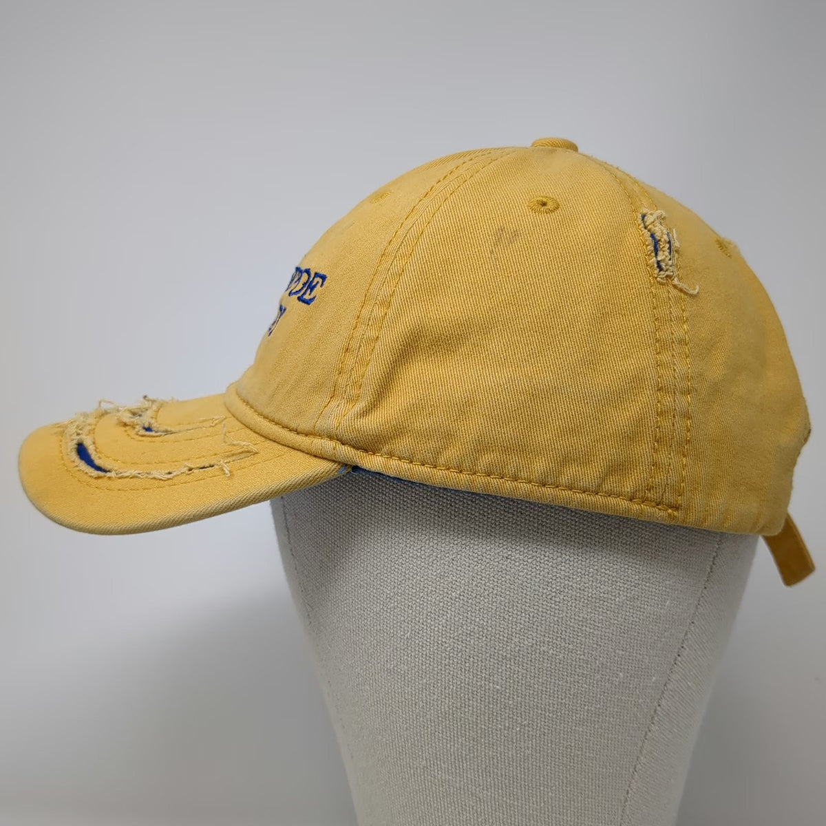 J HATS Baseball Cap Yellow One Size Distressed Depoe Bay Embroidered Slideback