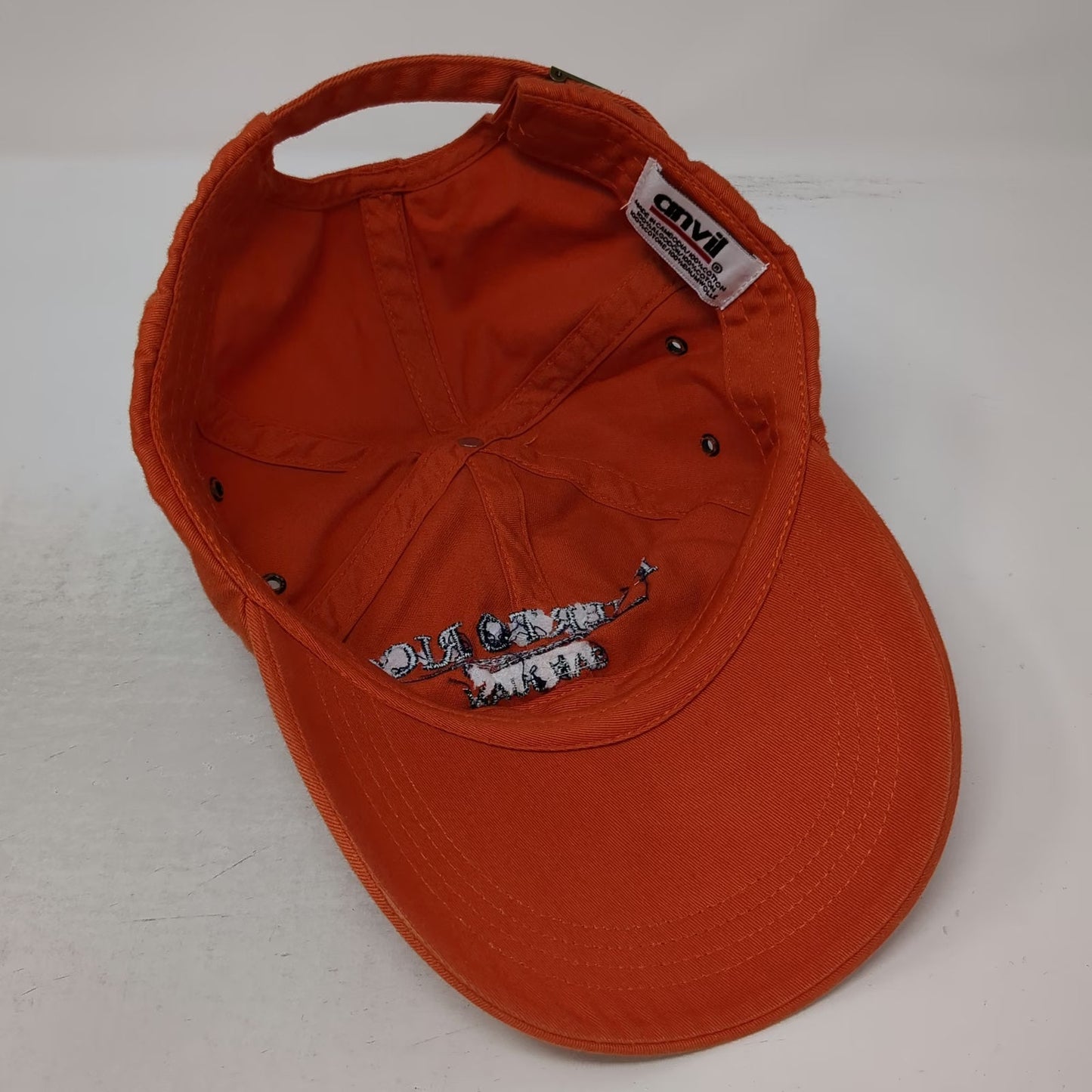 Anvil Baseball Cap Orange One Size Slideback Puerto Rico San Juan Cotton Hat