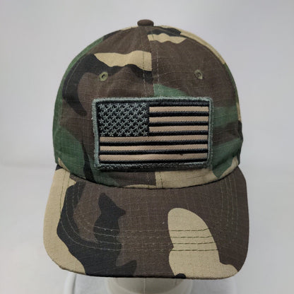 USA Flag Patch Strapback Hat Camouflage One Size Adjustable 6 Panel