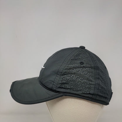 Nike Strapback Hat Gray OSFM Laser Cut Heritage 86 Dri-Fit 6 Panel