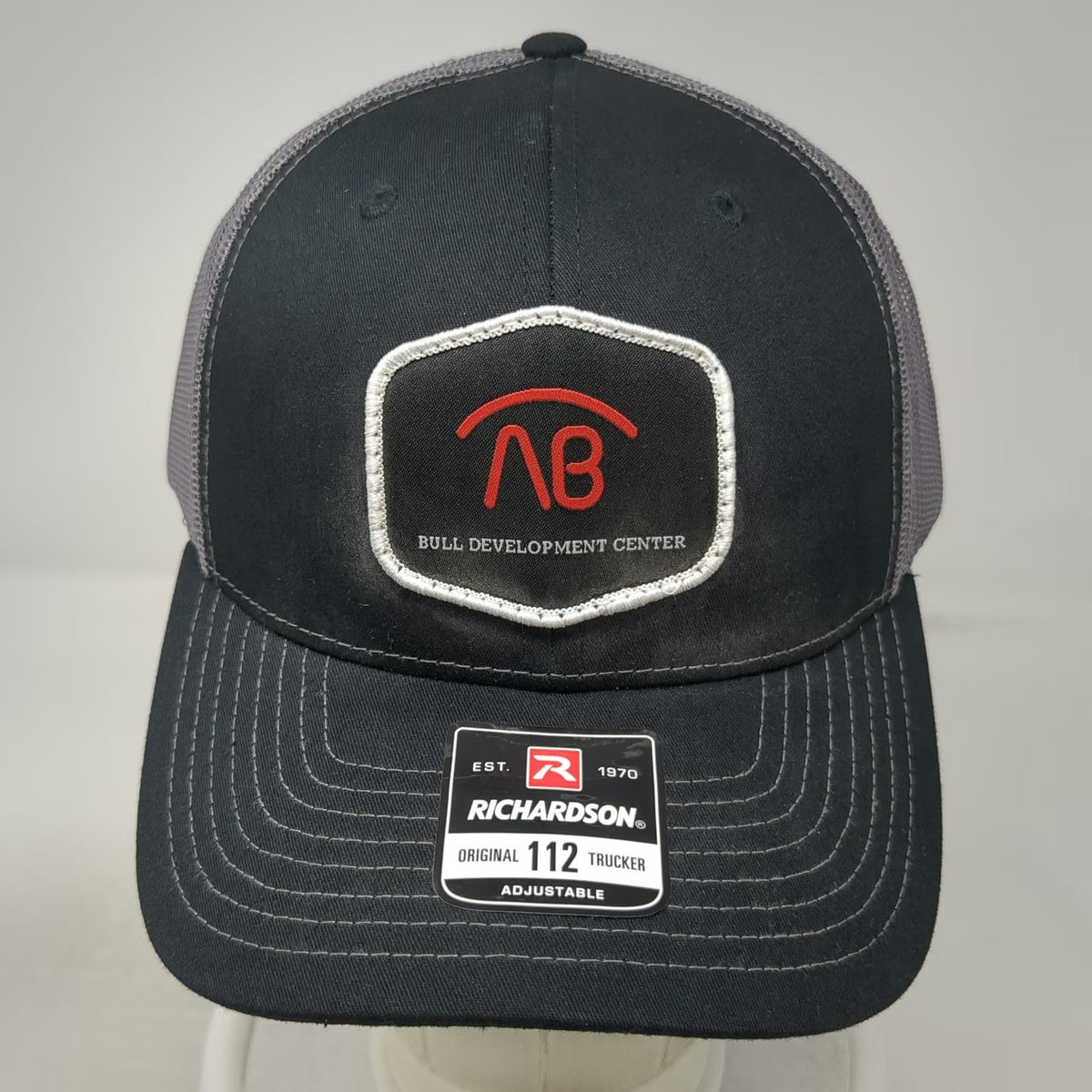 Richardson Trucker Hat Black One Size Bull Development Center Mesh Snapback