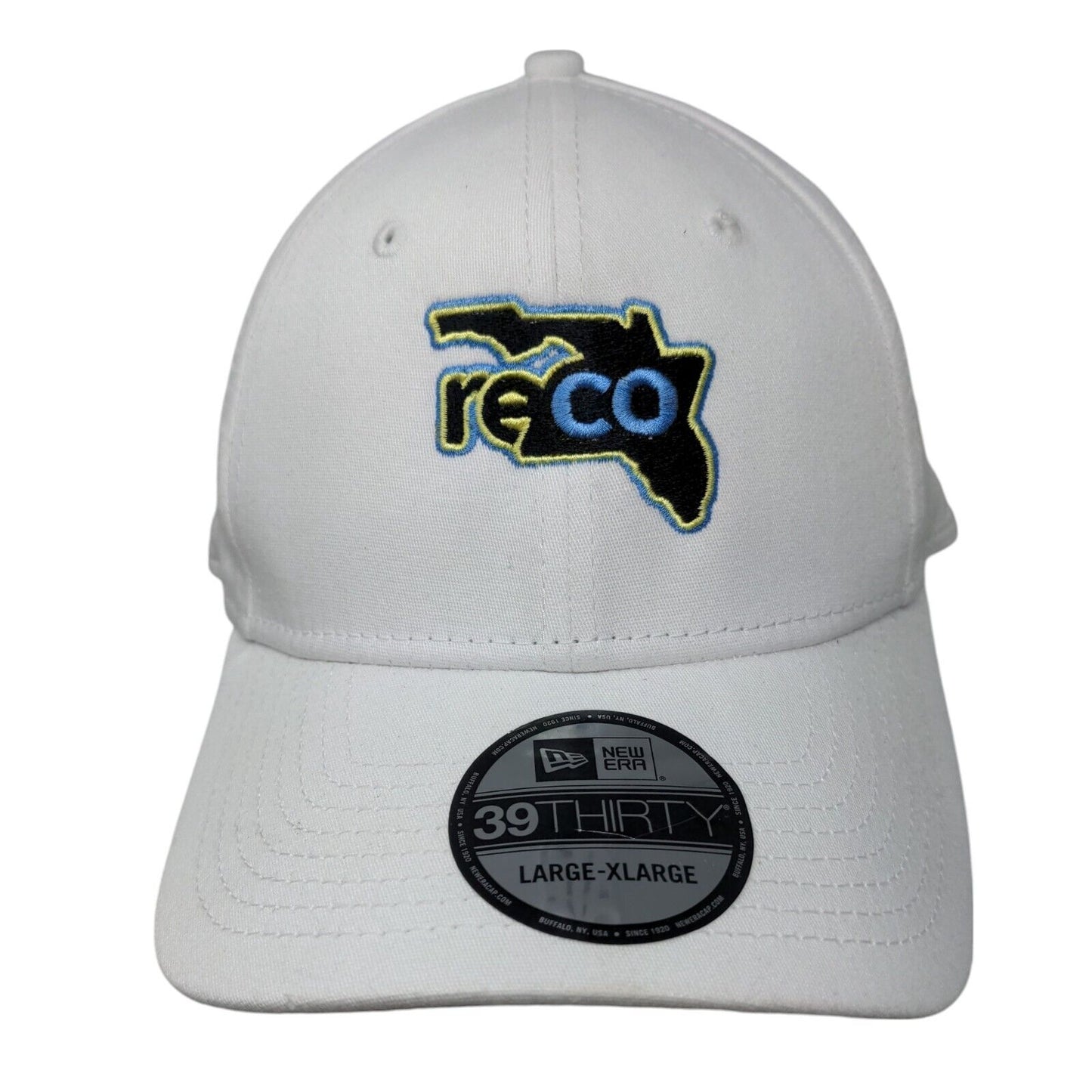 Reco Fitted Hat White L/XL Solid Embroidered New Era W/Tags CustomInk