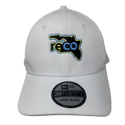 Reco Fitted Hat White L/XL Solid Embroidered New Era W/Tags CustomInk