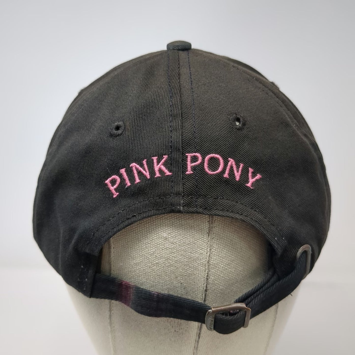 Ralph Lauren Black Label Black Pink Pony Embroidered Logo Slideback Hat Vintage