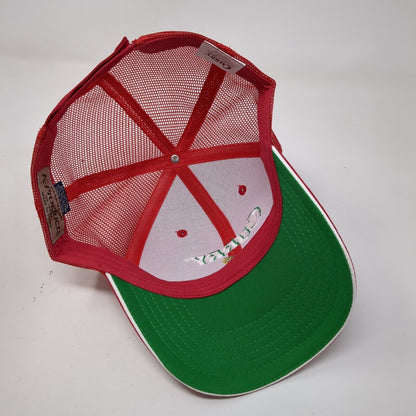 Curry Strapback Trucker Hat Red OSFA Adjustable Embroidered Mesh Back K-Products