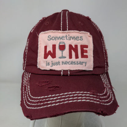 Sometimes Wine Is Just Necessary Strapback Hat Red One Size KB ETHOS Vintage
