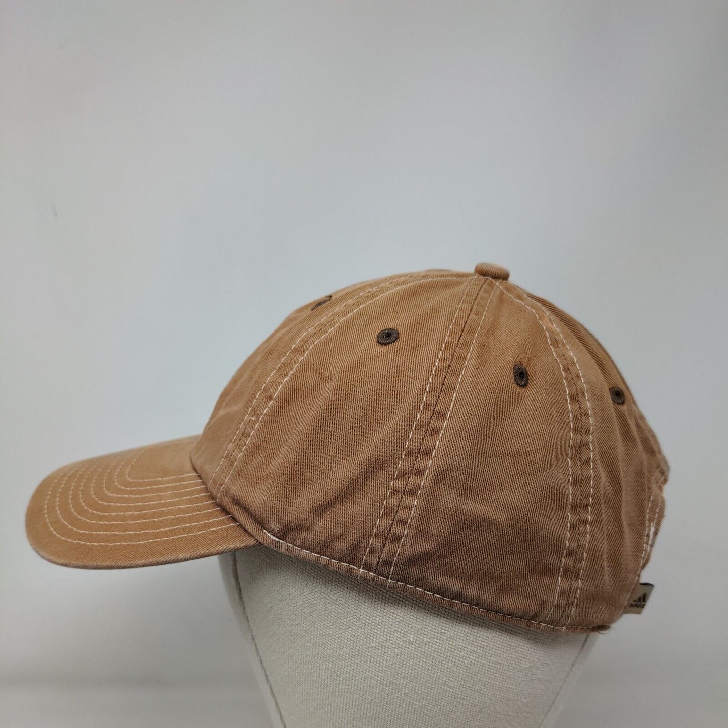 Adidas Slideback Hat Tan One Size Adjustable Embroidered Vented Holes 8 Panel