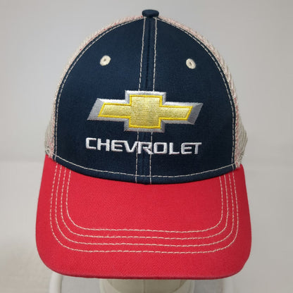 H3 Headwear Trucker Hat Blue Red Chevrolet Logo Mesh One Size Snapback
