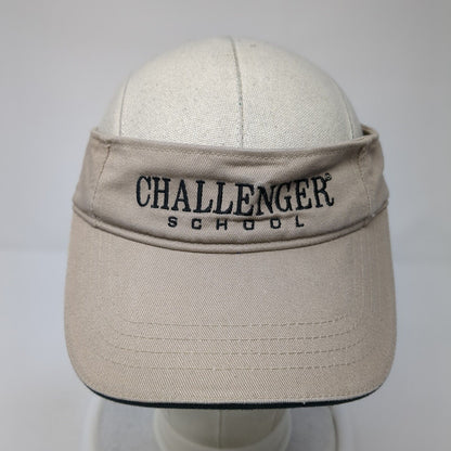 Challenger School Strapback Sun Visor Hat Tan One Size Adjustable Embroidered