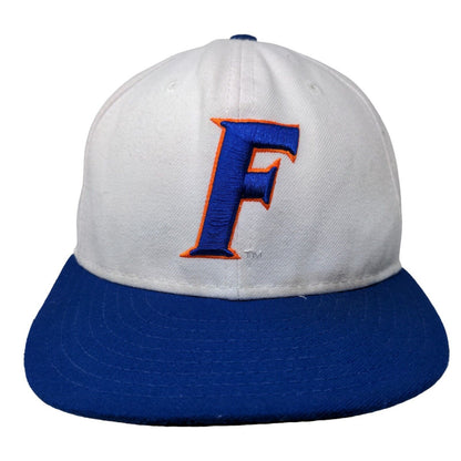 New Era Men's Fitted Hat White Blue Size 7 1/8 Florida Gators Embroidered Logo