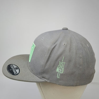 TobyMac Snapback Hat Gray One Size TM Logo I Just Need U Green Underbrim Yupoong