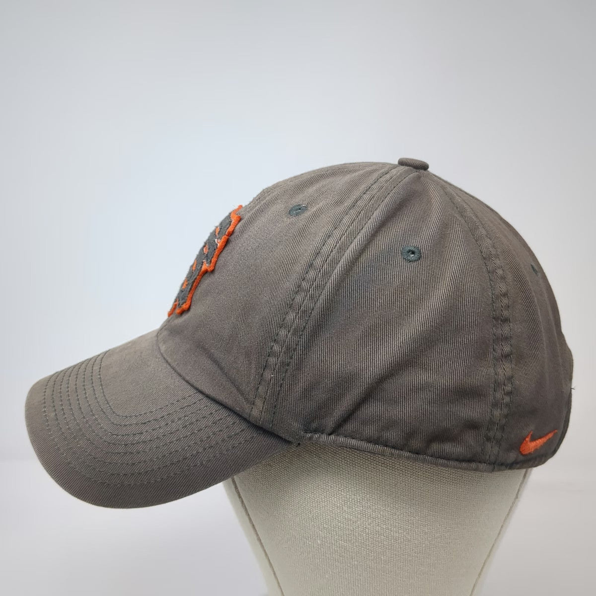 Nike San Francisco Giants MLB Gray OS Baseball Cap Hat Orange Leather Strap SF