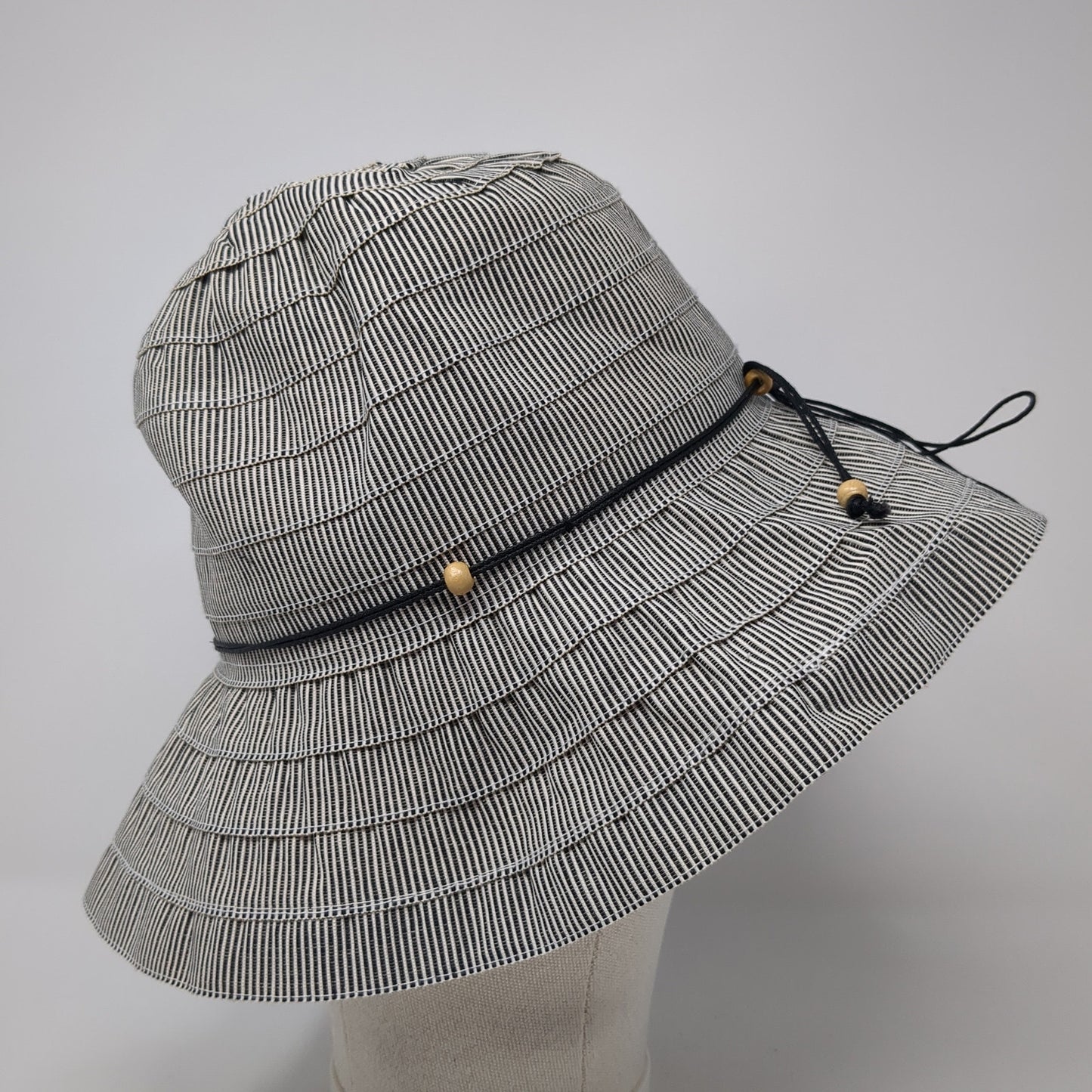 Unbranded Bucket Sun Hat Multicolor Beaded Striped Outdoor Blank