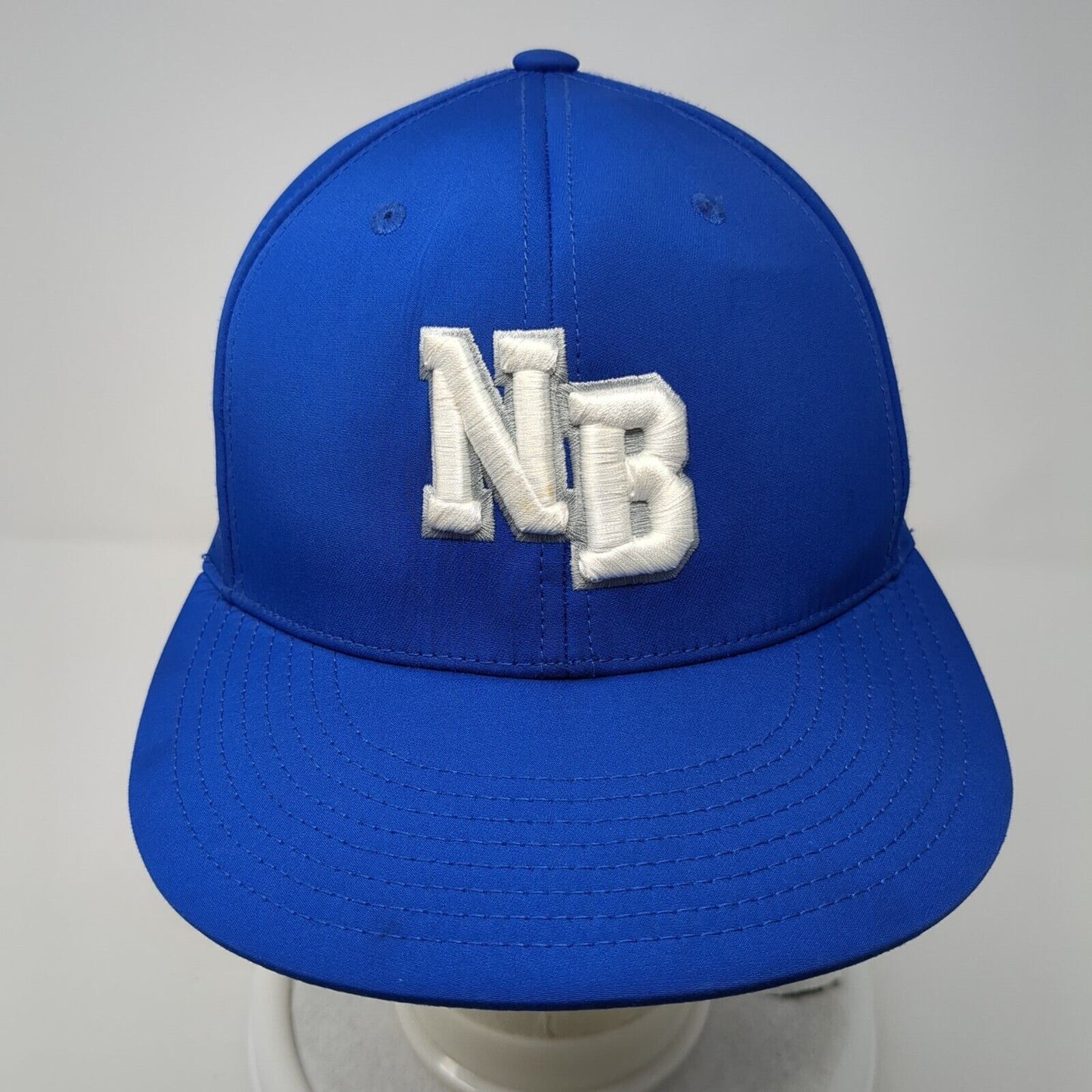 NB Fitted Hat Blue S/M Embroidered Solid Laser Cut Pacific Headwear