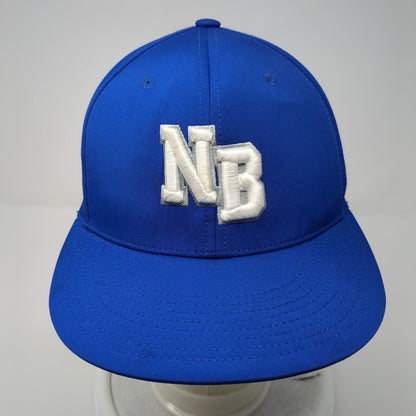 NB Fitted Hat Blue S/M Embroidered Solid Laser Cut Pacific Headwear
