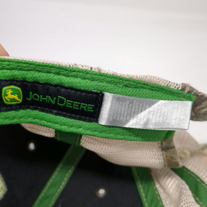 John Deere Baseball Cap Green One Size Camo Mesh Trucker Hat Logo Slideback