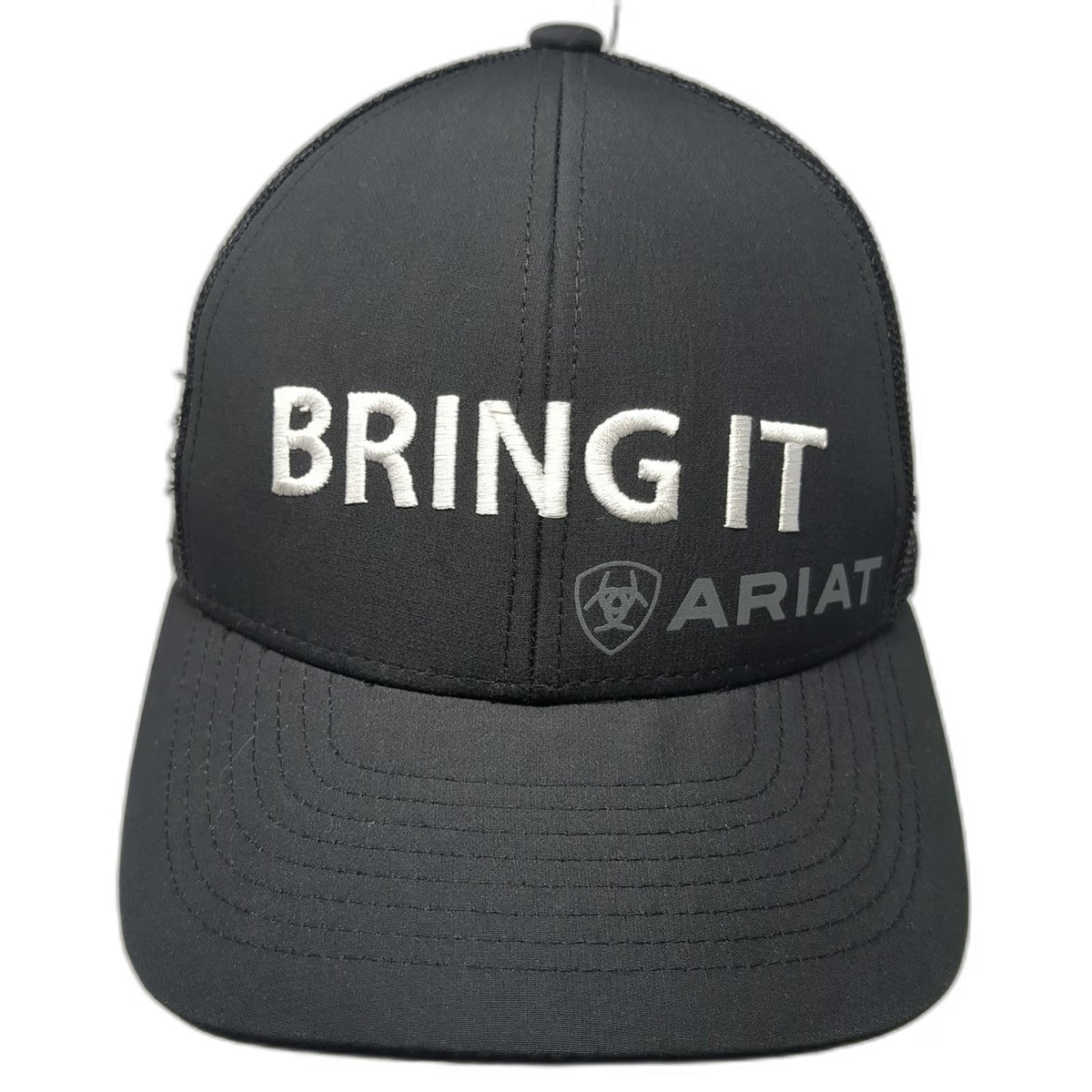 Ariat Trucker Hat Black One Size Snapback Mesh Back Bring It Logo Structured