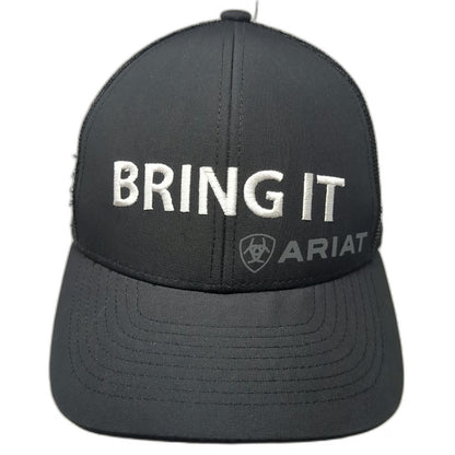 Ariat Trucker Hat Black One Size Snapback Mesh Back Bring It Logo Structured