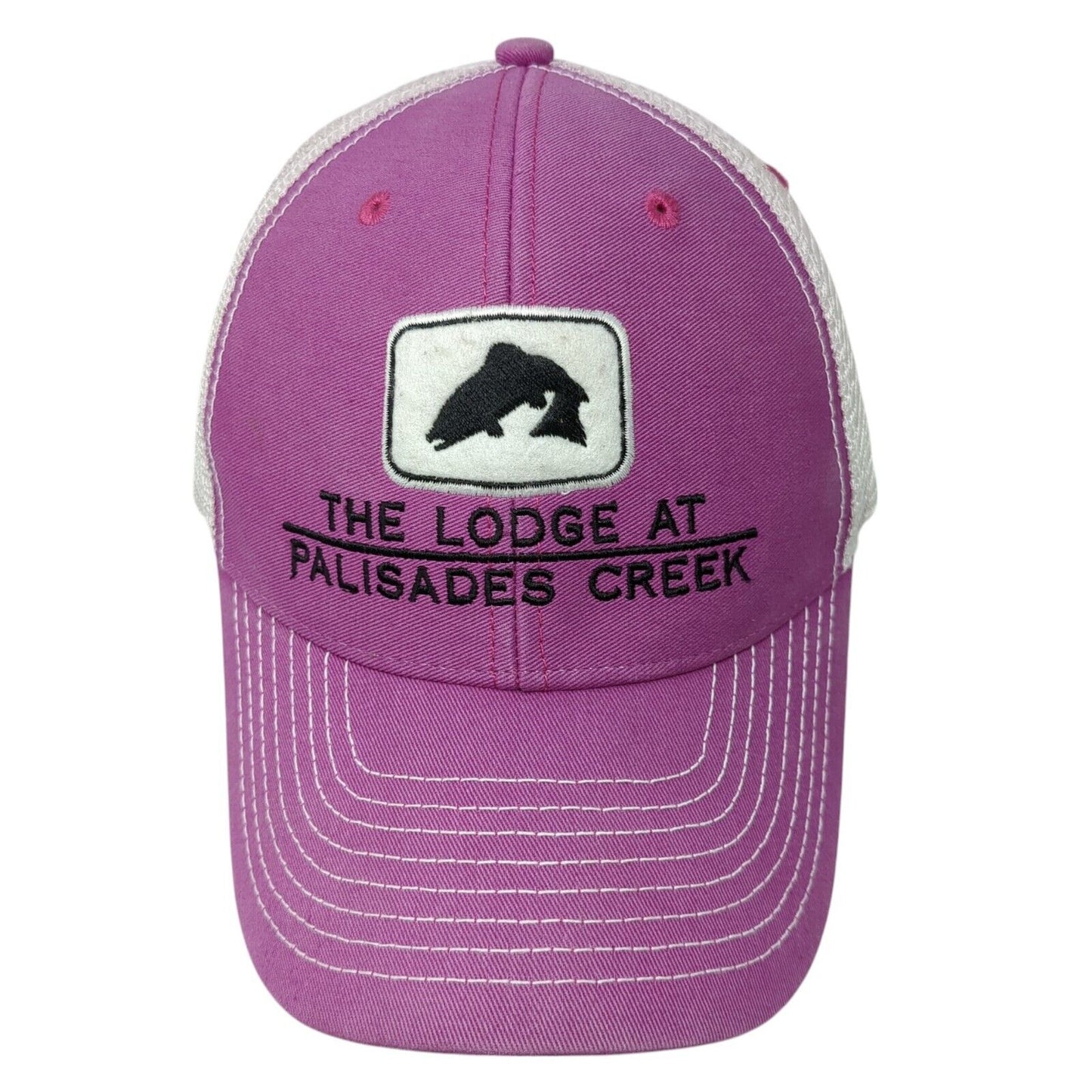 The Lodge At Palisades Creek Trucker Hat Pink One Size Mesh Back Ouray