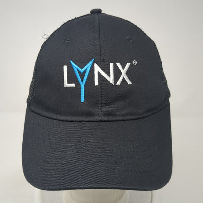 LYNX Slideback Trucker Hat Black One Size Adjustable Embroidered Mesh Back