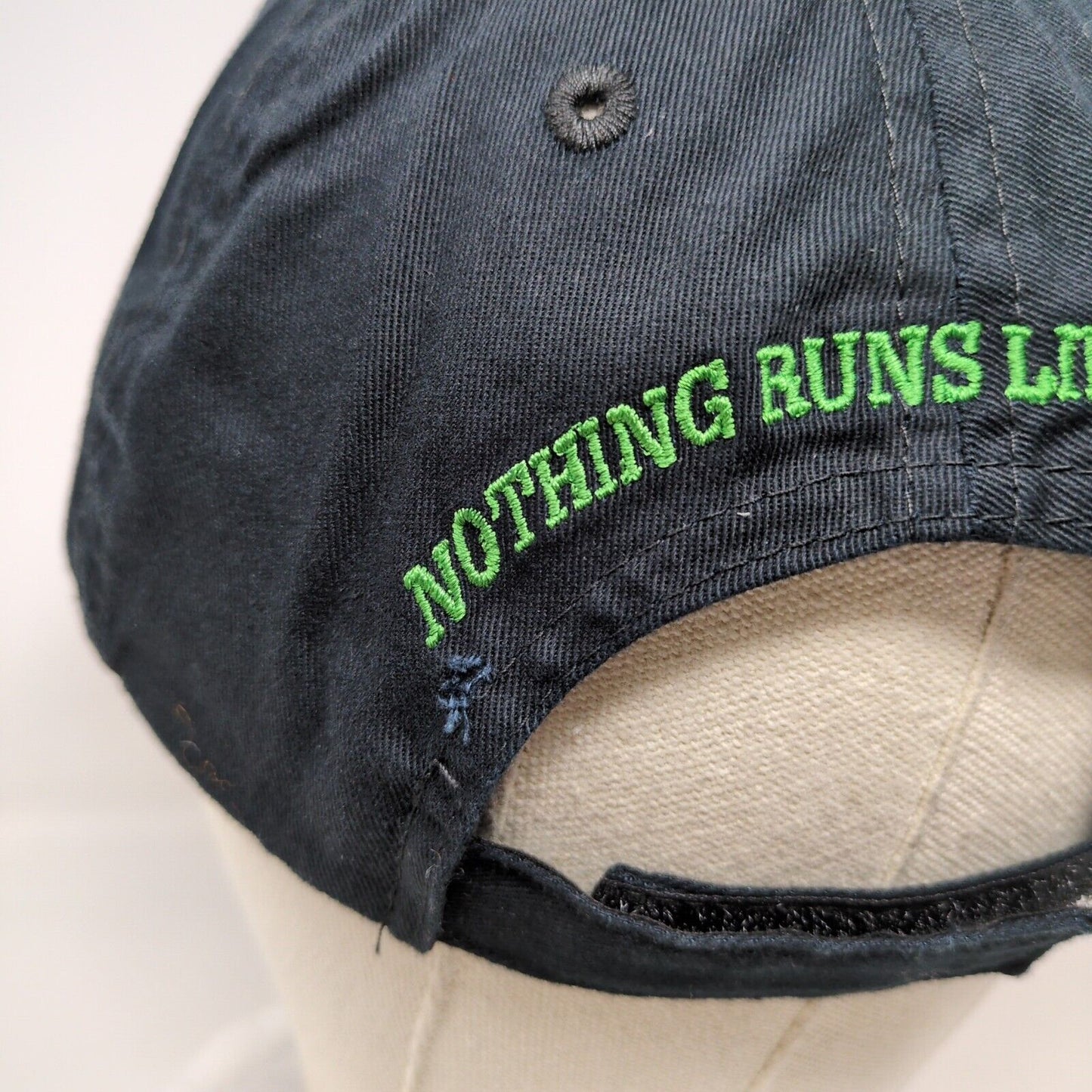 John Deere Strapback Hat Black One Size Solid Nothing Runs Like A Deer