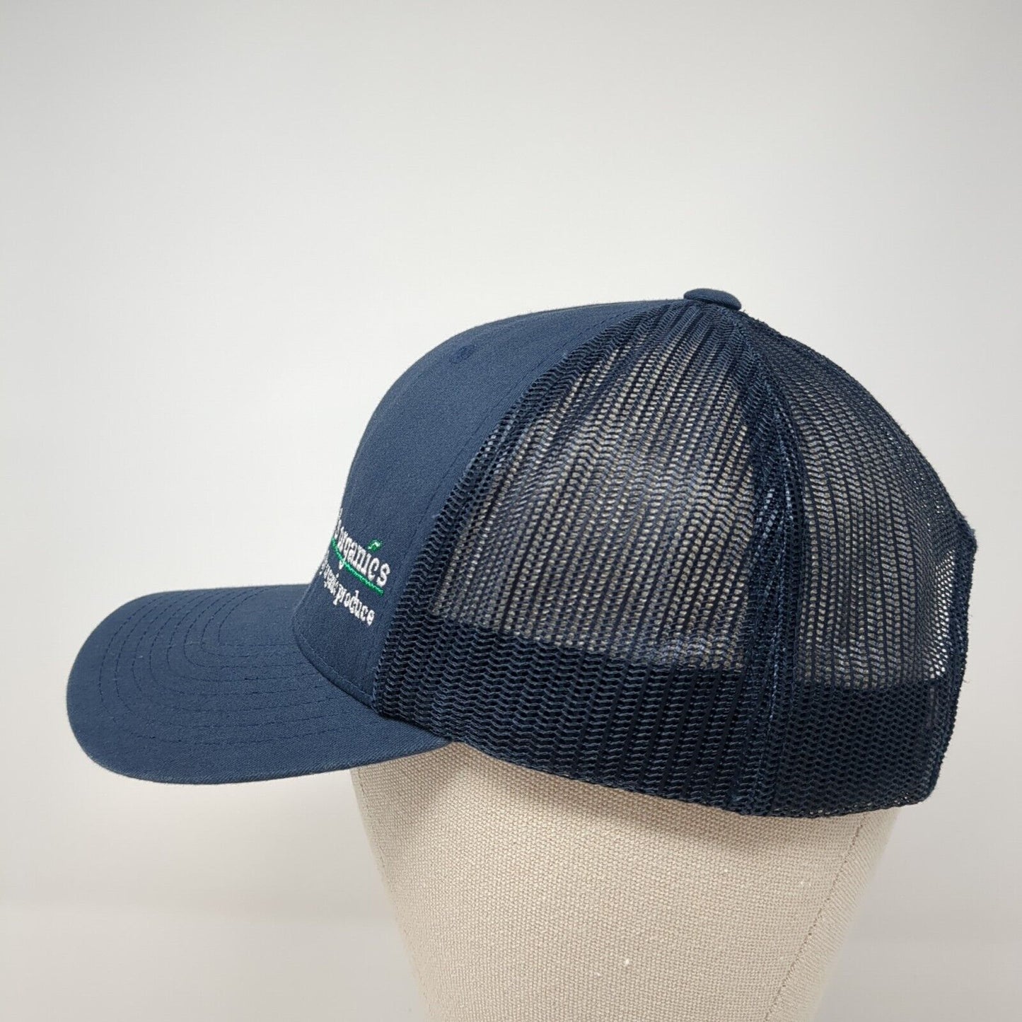Josie's Organics Snapback Trucker Hat Blue One Size Mesh Back Yupoong