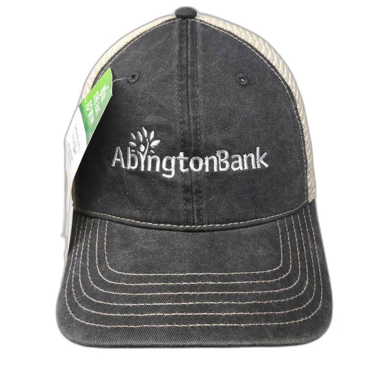 Cap America Trucker Hat Gray Beige One Size Abington Bank Logo Mesh Snapback