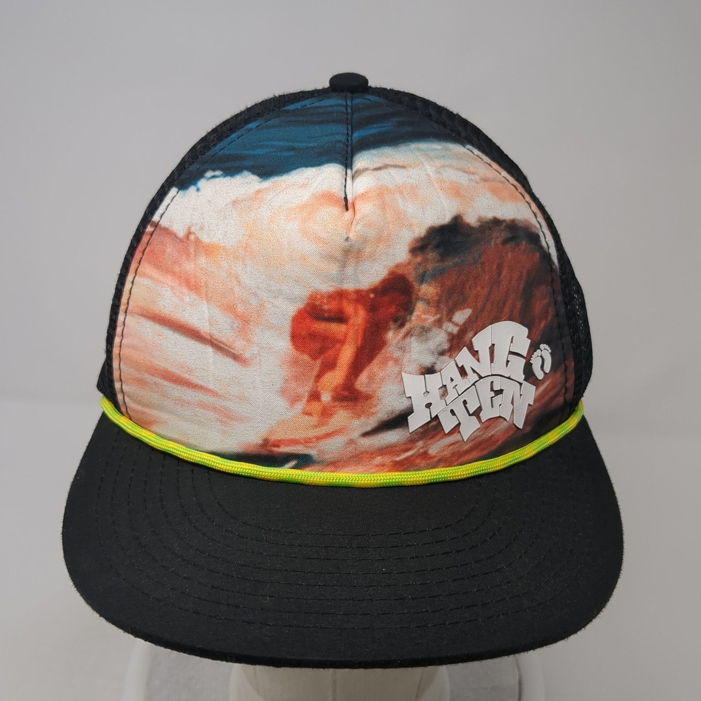Hang Ten Snapback Rope Trucker Hat Black One Size Mesh Back Adjustable