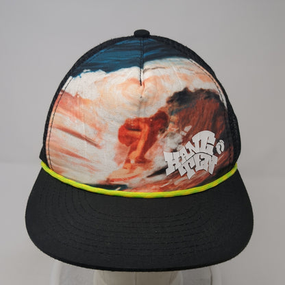 Hang Ten Snapback Rope Trucker Hat Black One Size Mesh Back Adjustable