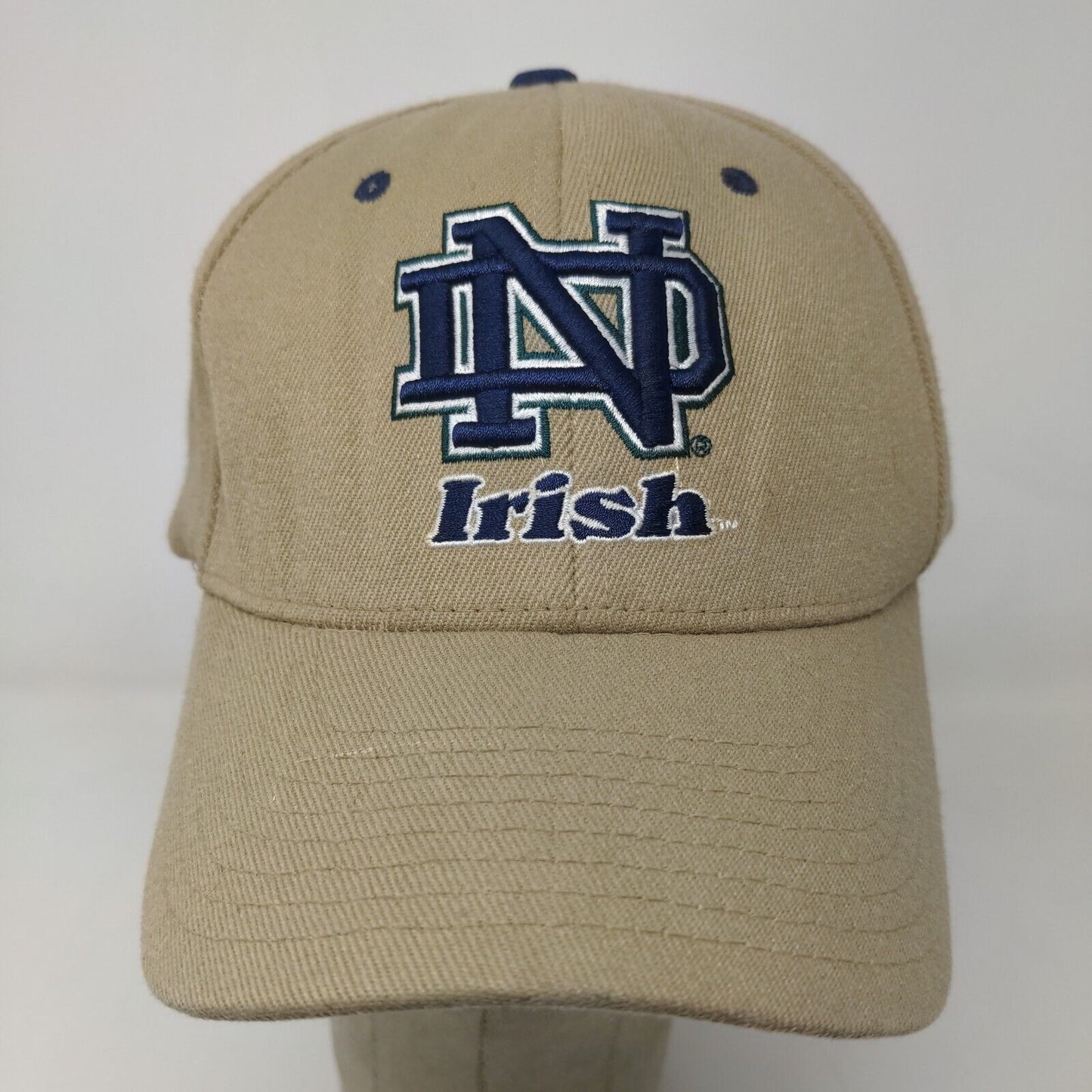 Zephyr Men's Fitted Hat Tan Size L/XL Embroidered Notre Dame Irish Logo Acrylic