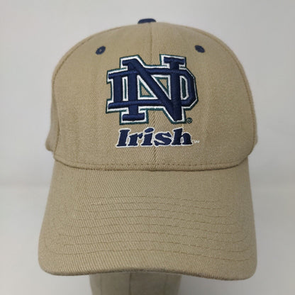 Zephyr Men's Fitted Hat Tan Size L/XL Embroidered Notre Dame Irish Logo Acrylic