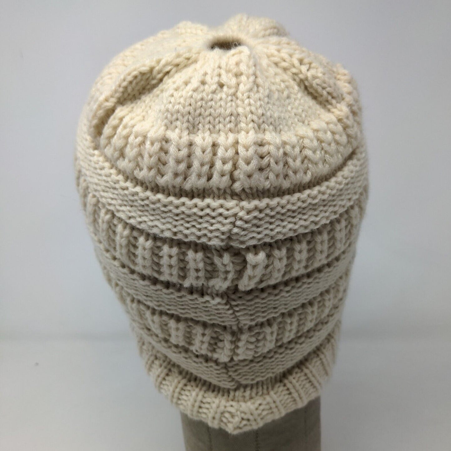 C.C. Exclusives Womens Knit Beanie Hat Cap Cream 100% Acrylic Cable Knit