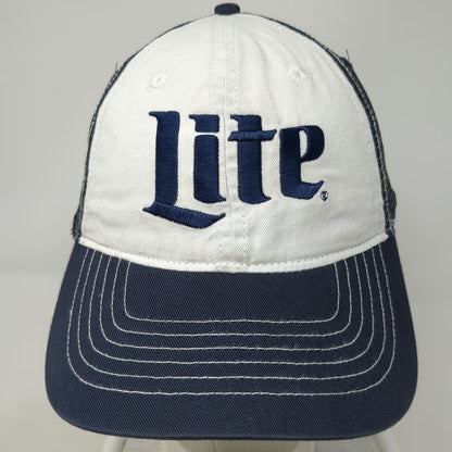 Zkapz Trucker Hat Blue One Size Miller Lite Beer Logo Mesh Snapback Contrast